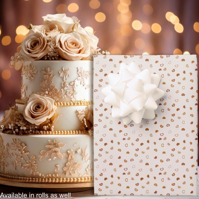 Hearts - Earthtone rustic on white cement Wrapping Paper Sheet (Hearts - Earthtone rustic on white cement Wrapping Paper Sheets - Wedding Cake - by Leapfroglisics)