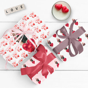 Hearts English Mastiff Dog Lover Valentines Gift Wrapping Paper Sheet