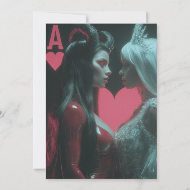 Hearts Entwined: Angel & Devil Invitation (Front)