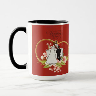 Hearts entwined brick red mug