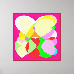 Hearts entwined in pastel mixed colours canvas print