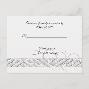 Hearts Entwined in White Silver Response Card