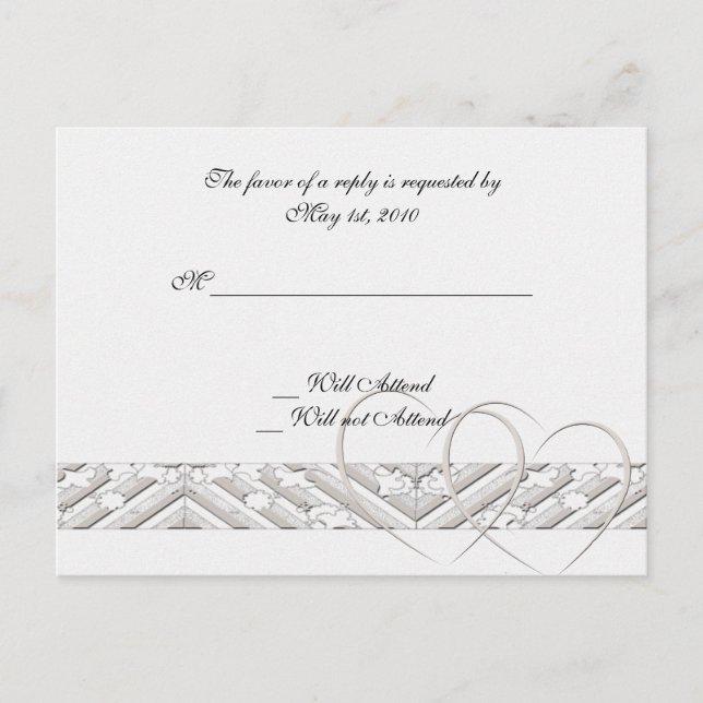Hearts Entwined in White Silver Response Card (Front)