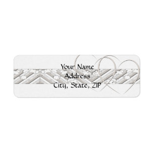 Hearts Entwined with Floral Border in White Silver