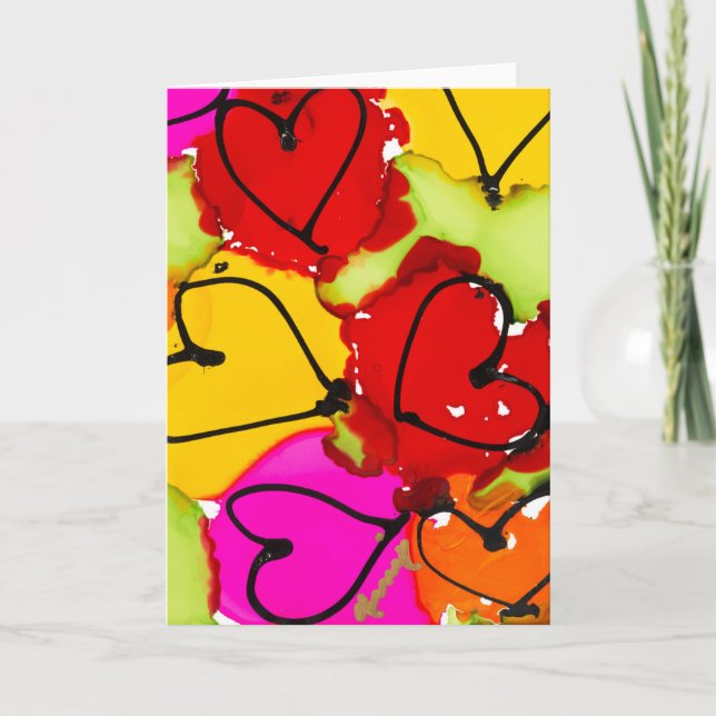 Hearts Everywhere Lovitude Thank You Note Card (Front)