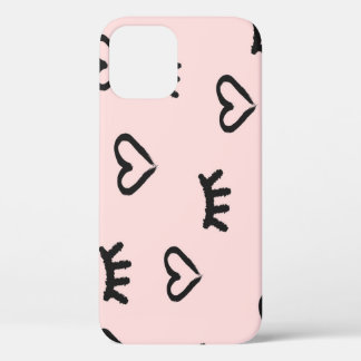 Hearts & Eyes: Grunge Vintage Sketch iPhone 12 Case
