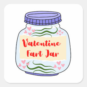 Hearts & Fart Jar Square Sticker