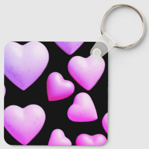 Hearts Filled With True Love Black Background Key Ring