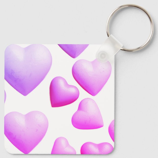 Hearts Filled With True Love White Background Key Ring (Back)