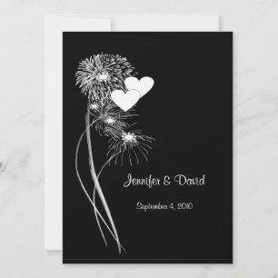Hearts & Fireworks Wedding Invitation