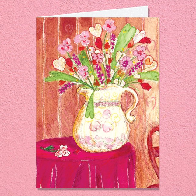 Hearts Floral Painting Blank Card (Creator Uploaded)