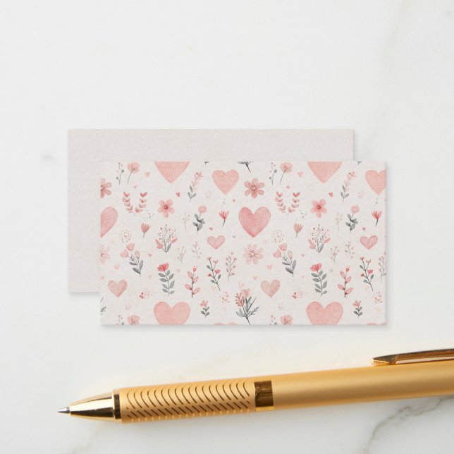 Hearts & Florals Enclosure Card (Front/Back In Situ)