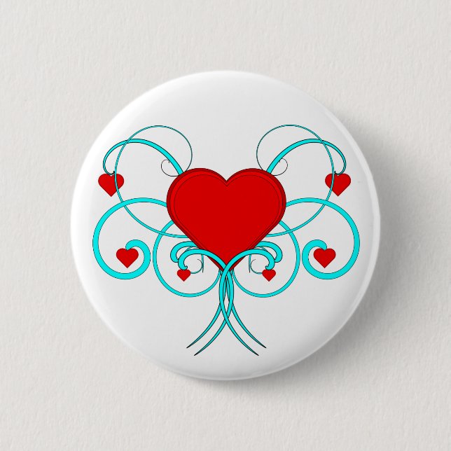 Hearts Flourish 6 Cm Round Badge (Front)