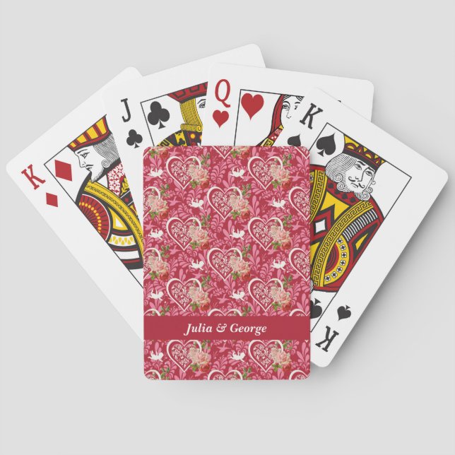 Hearts & Flowers Customised  Playing Cards (Back)