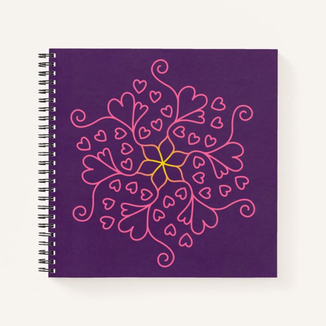 Hearts & Flowers Mandala-Inspired Notebook (Front)