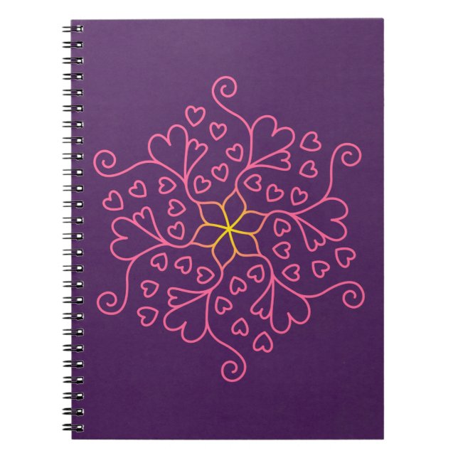 Hearts & Flowers Mandala-Inspired Notebook (Front)