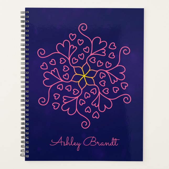 Hearts & Flowers Mandala-Inspired Planner (Front)