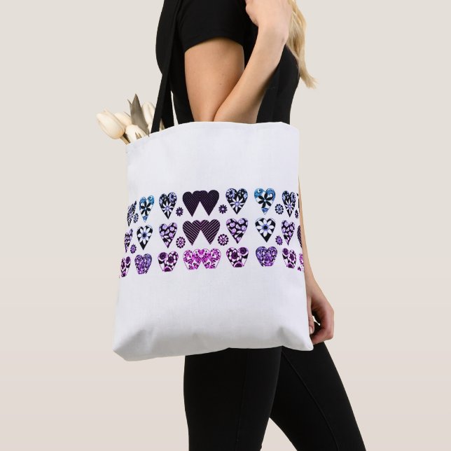 Hearts & Flowers Modern Colour Pop Tote Bag (Close Up)