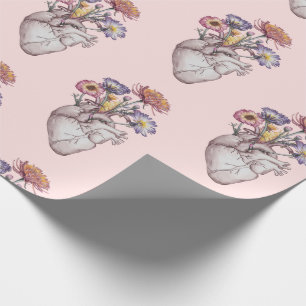Hearts Flowers Pattern Wrapping Paper