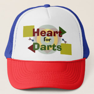Hearts for Darts Multicolored Abstract Text Trucker Hat