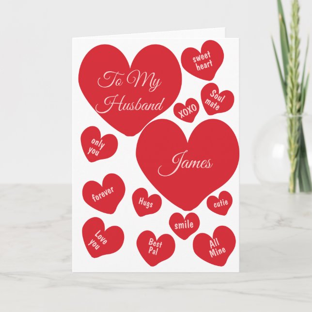 Hearts for your husband on Valentines Day Holiday  Card (Front)