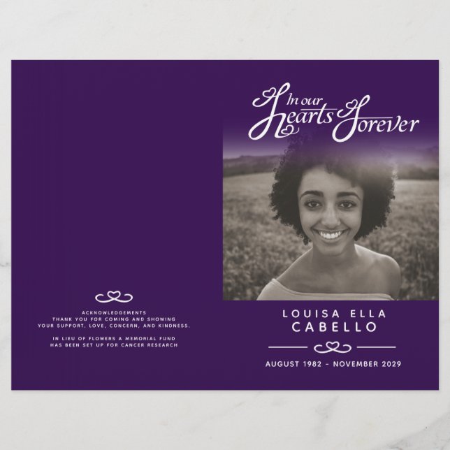 Hearts forever funeral program order of service (Front)