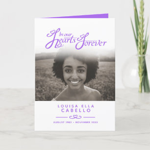 Hearts forever funeral program purple white programme