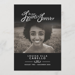 Hearts forever funeral service program black white programme