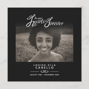 Hearts forever funeral service program black white programme