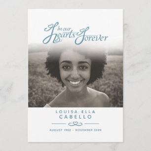 Hearts forever funeral service program blue grey programme