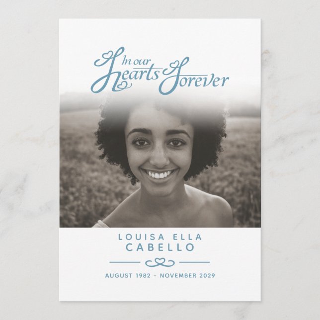 Hearts forever funeral service program blue grey programme (Front)