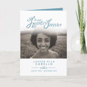 Hearts forever funeral service program blue white programme
