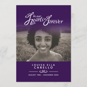 Hearts forever funeral service program dark purple programme