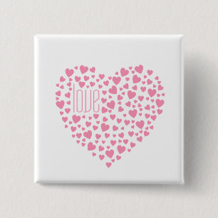 Hearts Full of Hearts Love Pink 15 Cm Square Badge