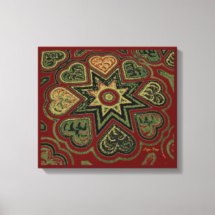 'Hearts Full of Love' Panel (Rustics) (Burgundy) Canvas Print