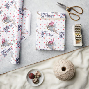 Hearts Funny Valentine Cupid Gnome Pattern Wrapping Paper