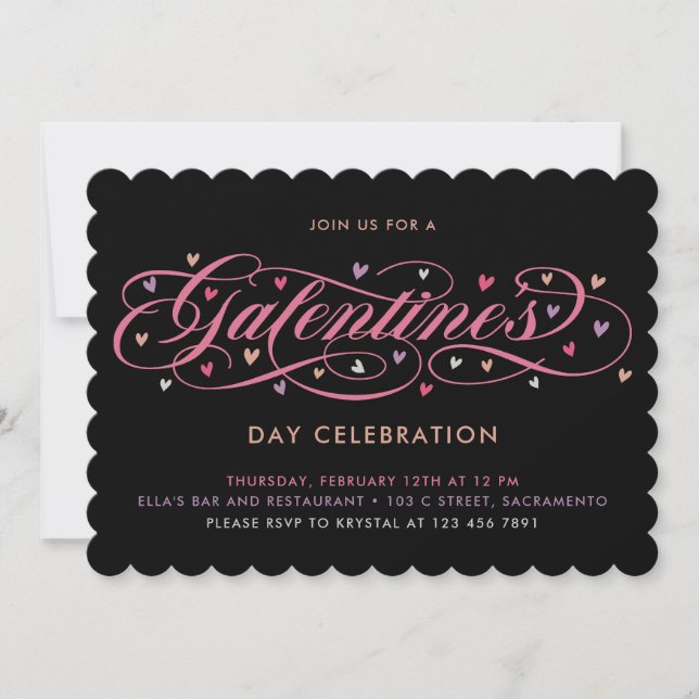 Hearts Galentine's Day Celebration Invitation (Front)