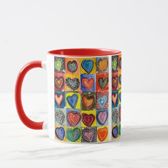 "Hearts Galore!" Beverage Mug (Left)