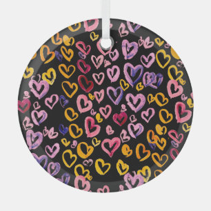 Hearts Galore: Watercolor Seamless Pattern Glass Tree Decoration