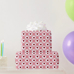 Hearts & Gingham Pattern  Wrapping Paper