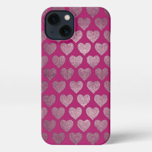 Hearts Glitter Pattern iPhone 13 Case