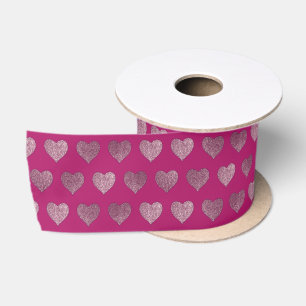 Hearts Glitter Pattern Satin Ribbon