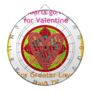 Hearts go home for valentine. dartboard