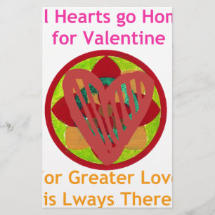 Hearts go home for valentine. stationery