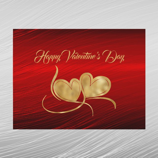 Hearts Gold Red Valentine Holiday Postcard (Creator Uploaded)
