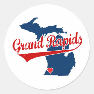 Hearts Grand Rapids Michigan Classic Round Sticker