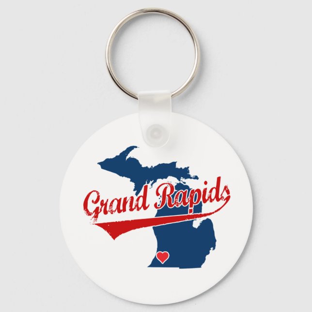 Hearts Grand Rapids Michigan Key Ring (Front)