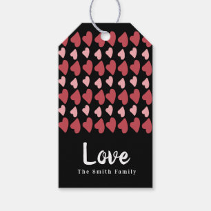 Hearts Hand Drawn Valentine's Day Black  Gift Tags