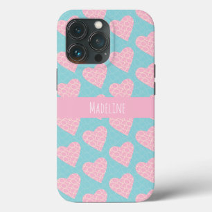 Hearts Hand Drawn Valentine's Day Pattern Pink  iPhone 13 Pro Case