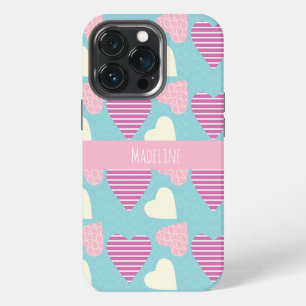 Hearts Hand Drawn Valentine's Day Pattern Purple iPhone 13 Pro Case